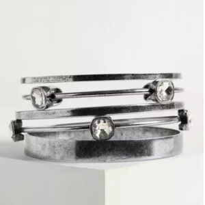 Burnished Silver Bangles Set - Women’s Bracelet